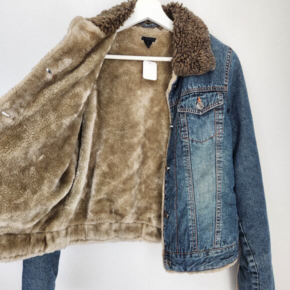 Vintage Y2K Lapis Fleece Lined Button Down Jean Jacket M - Picture 8 of 9